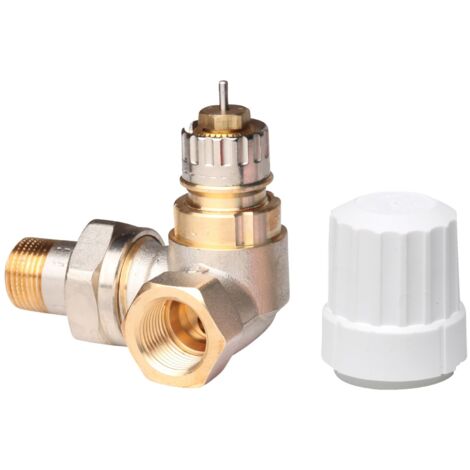 Danfoss – Corps robinet thermostatique réglable angle à droite 3/8' – Laiton nickelé mat – Raccord mâle-femelle à visser – 13G0231