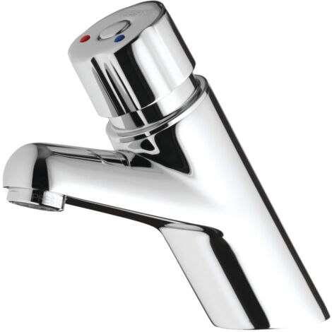 Presto – Mitigeur de lavabo temporisé chromé – Bouton de commande ergonomique – Débit 3 l/mn – Hauteur sous bec 145 mm – Pose sur plage - 4000S