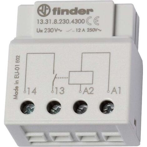 Finder – Relais à encastrer monostable 1 NO 230V 12A – Boîtier de commutation IP20 – Pour contrôle circuits électriques – 133182304300 - VAC 12 A