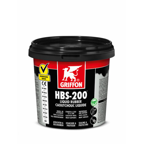 Griffon – Caoutchouc liquide de protection HBS-200 1L – Imperméabilisant pour béton, métal, bois – Résistance -40°C à +160°C