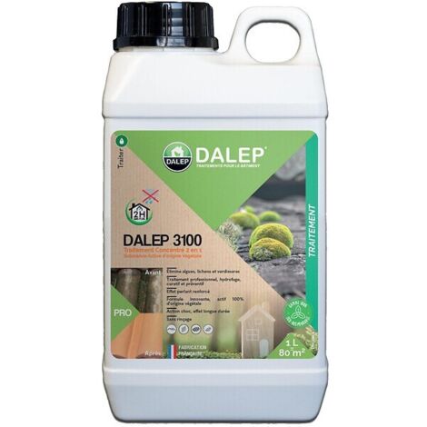 Traitement concentré 2 en 1 DALEP 3100® – Fongicide hydrofuge pour toiture, mur et terrasse – Effet perlant renforcé – Rendement 1L traite jusqu'à 80 m²