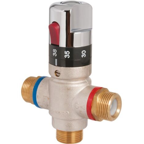 Presto – Régulateur thermostatique de sécurité G 3/4' – Entrées droite/gauche – Débit 30L/min – Protection anti-brûlure – Installation facile