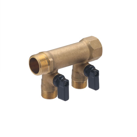 Noyon & Thiebault – Collecteur mâle-femelle 20x27 avec vannes intégrées – Sorties 15x21 à entraxe 50 mm – Pour installations hydrocâblées