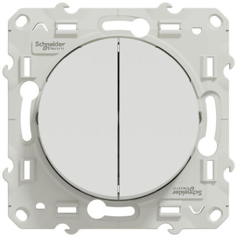 Schneider Electric – Interrupteur va-et-vient double blanc – Mécanisme encastré avec fixation par vis – Dimensions 71x71x33,6mm – Compatible gamme Odace