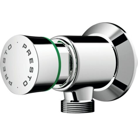 Presto – Robinet temporisé G 1/2' 15x21 – Arrivée arrière – Débit réglable 9 l/min – Anti-bélier intégré – Finition nickel-chrome - MM15x21