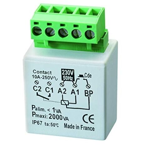 Yokis – Minuterie antiblocage encastrée 2000W – Tension 230V – Double temporisation – Compatible charges inductives – MTM2000E