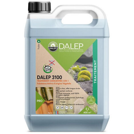 Dalep – Fongicide 3100 concentré 2 en 1 – Traitement et hydrofugation pour toitures, murs et terrasses – Efficacité longue durée
