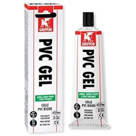 Griffon – Colle PVC Gel Aqua spéciale eau potable pour tuyaux jusqu'à 250 mm – Prise rapide – Résiste à 16 bar – 6306752 - TUBE 125 ML