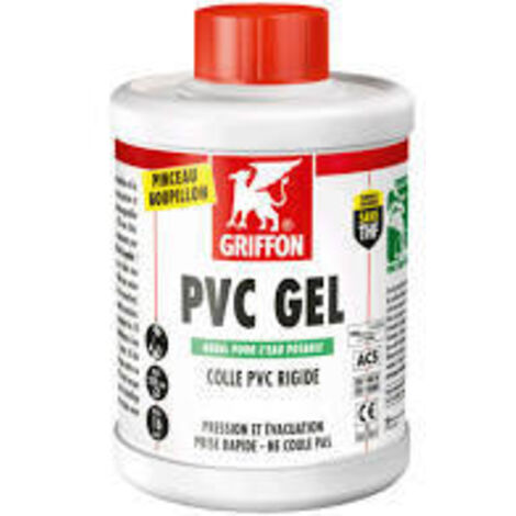 Griffon – Colle PVC gel aqua thixotrope 1L – Prise rapide pour tuyaux jusqu'à 250mm – Résistance 16 bar – Application facile avec pinceau-goupillon (1/10)