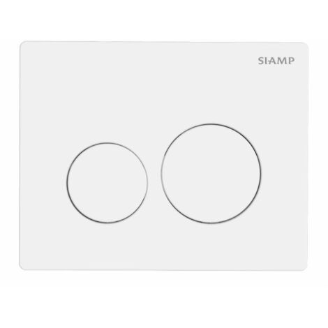 Siamp – Plaque de commande WC – ABS blanc extra-plat – Largeur 207mm, hauteur 164mm – Chasse d'eau double volume – Installation sans outil