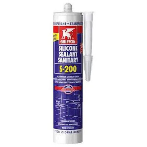 Griffon – Caoutchouc silicone transparent 300ml – Étanchéité pour baignoires acryliques – Résistance -50°C à +120°C – Application facile