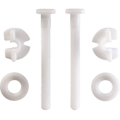 Siamp – Vis de fixation plastique pour abattant WC – Compatible abattant Monaco et Menton – Visserie rapide en plastique – Dimensions 75 x 10 mm