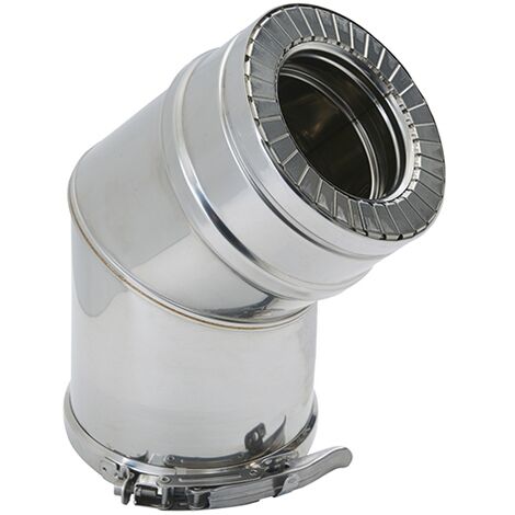 TEN – Coude isolé 45° inox 316/304 – Diamètre 100/150 mm – Conçu pour conduits de poêle à bois – Résistance à la corrosion