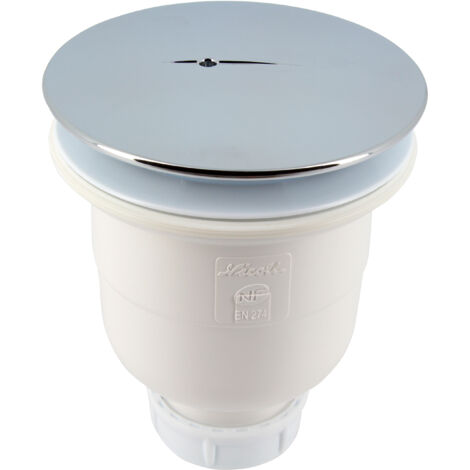 Nicoll – Bonde de douche verticale 90mm – Capot ABS chromé – Garde d'eau 50mm – Débit 0,5 l/s – Installation à visser ou coller