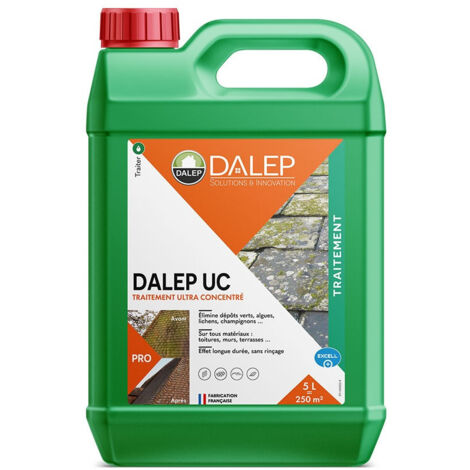Dalep – Fongicide ultra concentré 5L – Élimine algues, lichens et champignons – Pour toitures, murs et terrasses – Biodégradable 95%