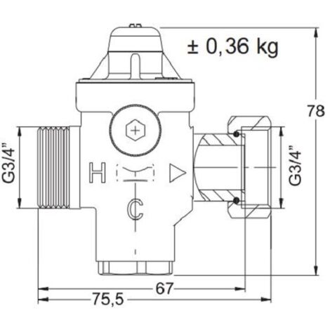 Watts – Réducteur de pression 3/4'' mâle femelle en laiton DZR – Pré-réglé à 4 bars – Plage de réglage 1,5 à 5 bars – Anti-corrosion