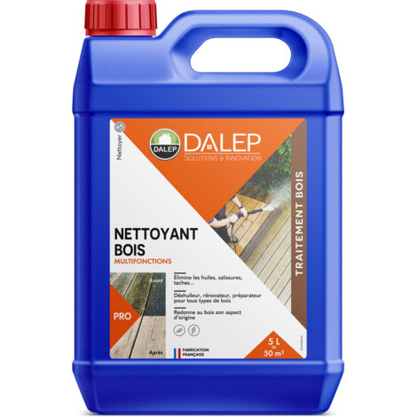 Dalep – Nettoyant bois 5 L – Dégraissant et dégriseur pour tous types de bois – Action rapide en 10 min – Pour menuiseries et terrasses