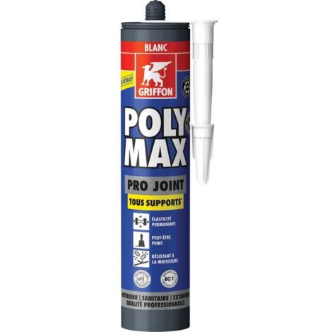 Griffon – Mastic d'étanchéité transparent 280 ml – Résistant aux intempéries et UV – Durcissement rapide en 2h – Non corrosif pour métaux