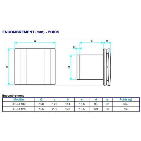 Aldes – Extracteur d'air déco D100 70m³/h temporisé – Pour salle de bain – Économie d'énergie 5,6W – 11022313