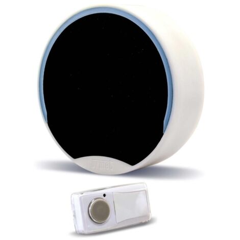 Urmet – Carillon sans fil 200m – Émetteur IP54 résistant aux intempéries – 15 mélodies haute définition – Design moderne ABS blanc