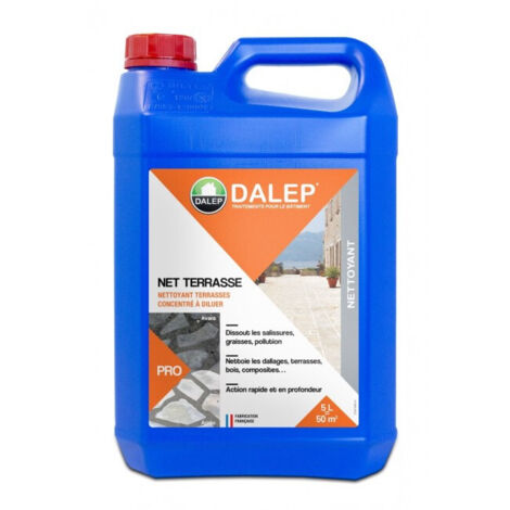Dalep – Nettoyant terrasses concentré 5L à diluer – Élimine pollution et lichens – Application par pulvérisation – Pour dallages et carrelages