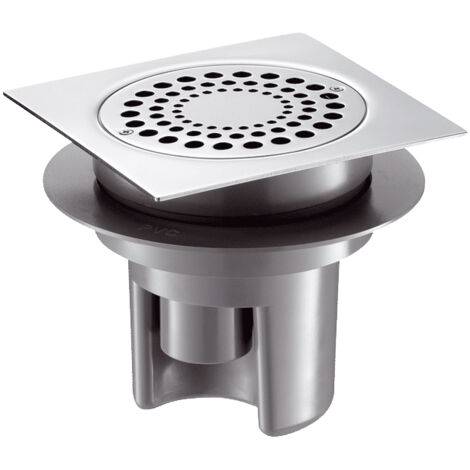 Delabie – Siphon de sol à hauteur réglable 150x150 – Platine laiton – Grille inox – Débit 36 l/mn – Garde d'eau 50 mm – Hauteur réglable jusqu'à 85 mm