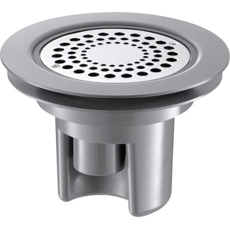 Delabie – Siphon de sol à hauteur réglable – Grille inox poli brillant diamètre 114 mm – Sortie horizontale/verticale diamètre 40 mm