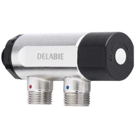 Delabie – Mitigeur thermostatique compact 120mm – Plage de température 30-60°C – Précision ±1,5°C – Sécurité anti-brûlure intégrée