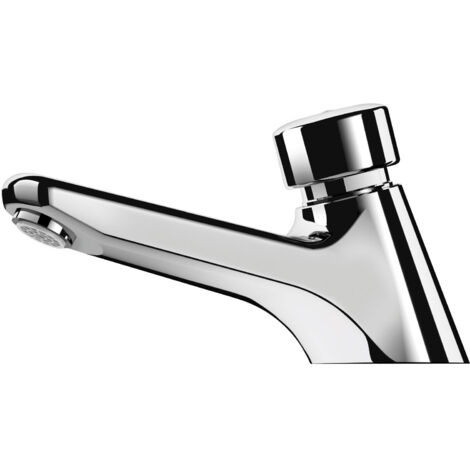 Delabie – Robinet poussoir temporisé 7 secondes – Corps laiton massif chromé – Brise-jet antitartre – Débit ajustable 1,5 à 6 l/min