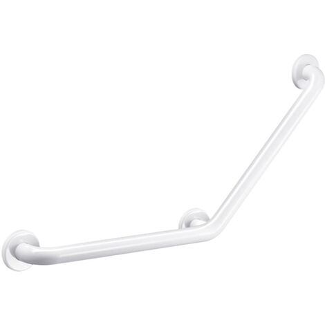 Delabie – Barre de maintien coudée à 135° – Inox époxy blanc – Longueur 680 mm – Charge max 200 kg – 3 points de fixation invisibles