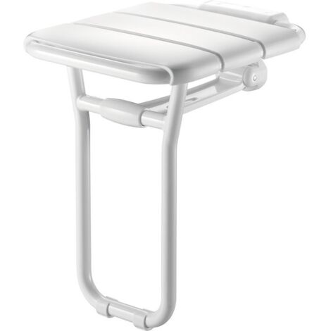 Delabie – Siège de douche relevable en aluminium époxy blanc – Hauteur d’assise 480 mm – Charge max 135 kg – Installation murale facile