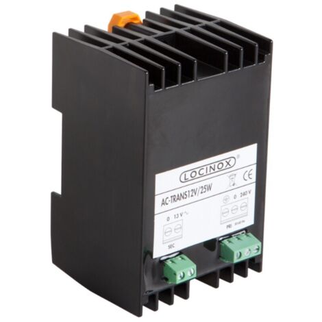 Locinox – Transformateur 12V AC 25W – Boîtier aluminium résistant à l'humidité – Montage sur rail DIN – Alimentation pour gâches électriques (1/2)