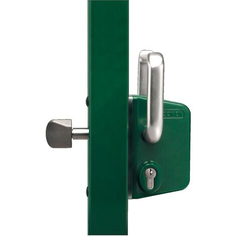 Serrure type LSKZ pour portail coulissant gris alu pour tube de 100 mm - LOCINOX (1/2)