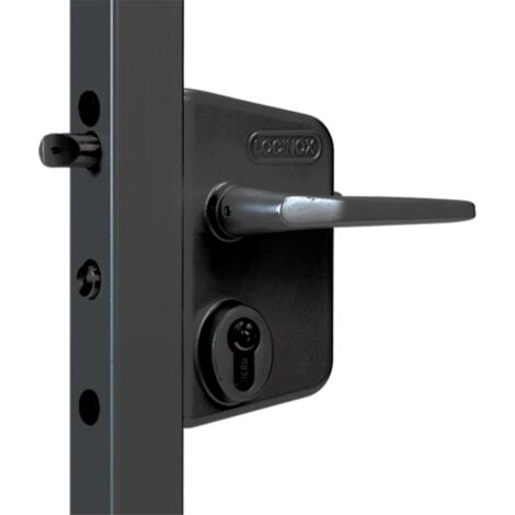 Locinox – Serrure portail battant Ral 9005 noir – Gâches à encastrer 30-50mm – Pêne réversible – Entraxe 60mm – Fixation innovante Quick fix (1/3)