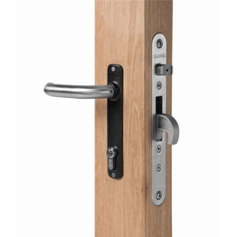 Locinox – Serrure à encastrer inox pour portail en bois – Pêne demi-tour réglable – Axe 60mm – Entraxe 92mm – HWOOD
