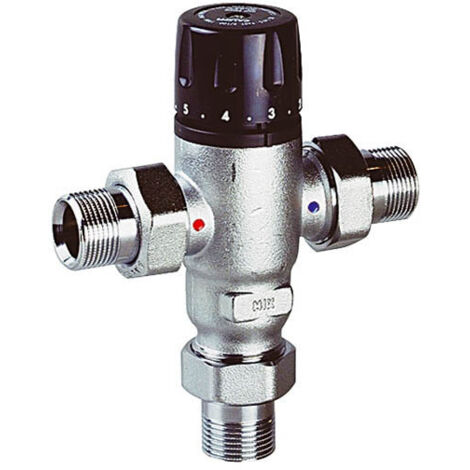 Thermador – Mitigeur thermostatique laiton 3/4' M – Plage de réglage 30-65 °C – Clapets anti-retour et filtres intégrés – Pour installations sanitaires (1/10)
