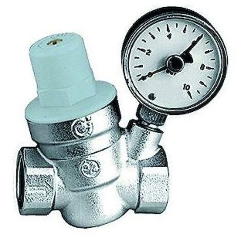 Thermador – Réducteur de pression 1/2'' femelle-femelle avec manomètre – Pression aval réglable 1 à 6 bar – Laiton – Filtre intégré