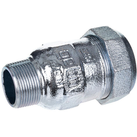 Gebo – Raccord à compression mâle en fonte malléable galvanisée 2" – Filetage plomberie – Pour eau, air comprimé et mazout jusqu'à 80°C