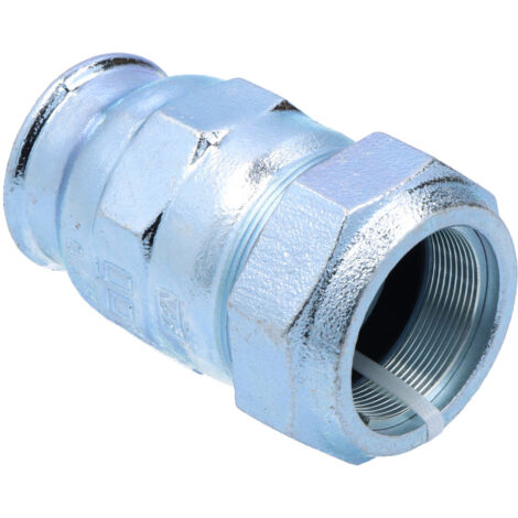 Gebo – Raccord compression femelle 15x21 pour tube acier 21,3 mm – Fonte malléable – Normes DIN EN 10255 – Installation eau potable et air comprimé