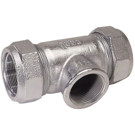 Gebo – Raccord en T à filetage femelle 1/2" – Raccord fonte malléable pour installations plomberie – Température max 90°C – DVGW certifié (1/5)