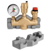 Caleffi – Groupe de sécurité chaudière – Soupape de sécurité DN25 – Manomètre intégré – Isolation jusqu'à 50 kW – Température max 110 °C