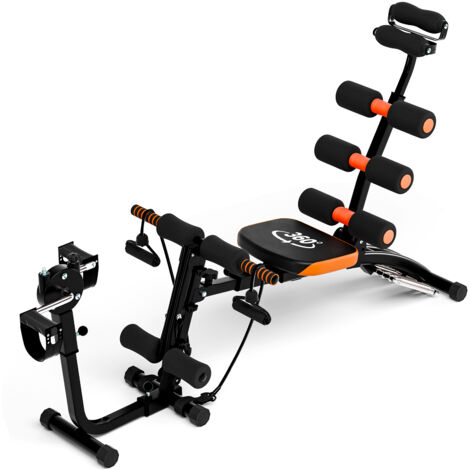6-in-1-Bauch- und Sit-Up-Trainer, multifunktionales Heimfitnessgerät, 105 × 30 × 87 cm, schwarz.