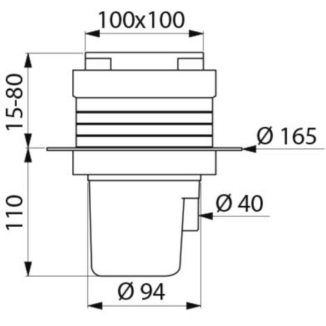 Verstellbarer Siphon Hartboden 100x100 DELABIE Ausgang Ø40 - 682001