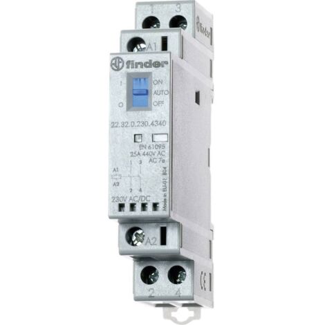Finder 22.32.0.024.4340 Contattore 2 NA 24 V/DC, 24 V/AC 25 A 1 pz.