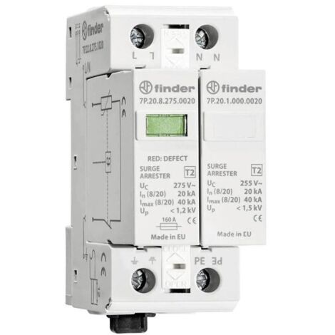 Finder spd limitatore di sovratensione classe 2 monof 2p 275vac 1+1 20k