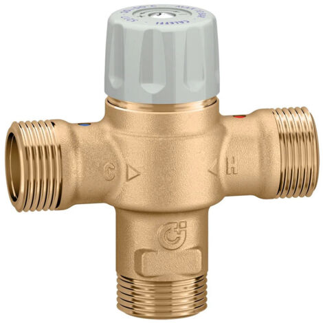 Thermador MIXCAL Valvola miscelatrice termostatica a T da 3/4" 30-50°C in ottone (1/3)