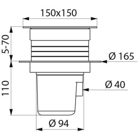 Scarico a pavimento regolabile 150x150 DELABIE uscita Ø40 - 683001