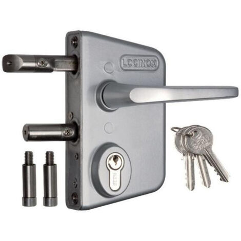 Serratura per cancello a battente + cilindro profilo in alluminio/acciaio inox da 40 a 60 LOCINOX