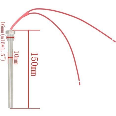 220v 300w 350w bougies allumage pour poêle à pellets - diamètre 10mm - longueur 140 150 170mm (filetage m16x1.5mm, longueur 150mm 300w)