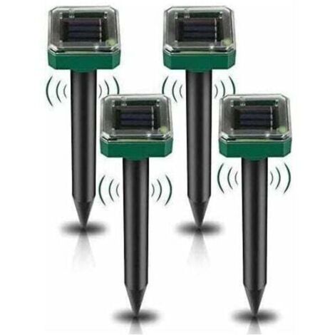Lot de 4 Répulsifs Solaires à Ultrasons, Répulsif Anti-Taupes Solaire Souris Repeller Exterieur pour Jardins Taupes Campagnols Gophers Serpents ou Autres Autres Rongeurs